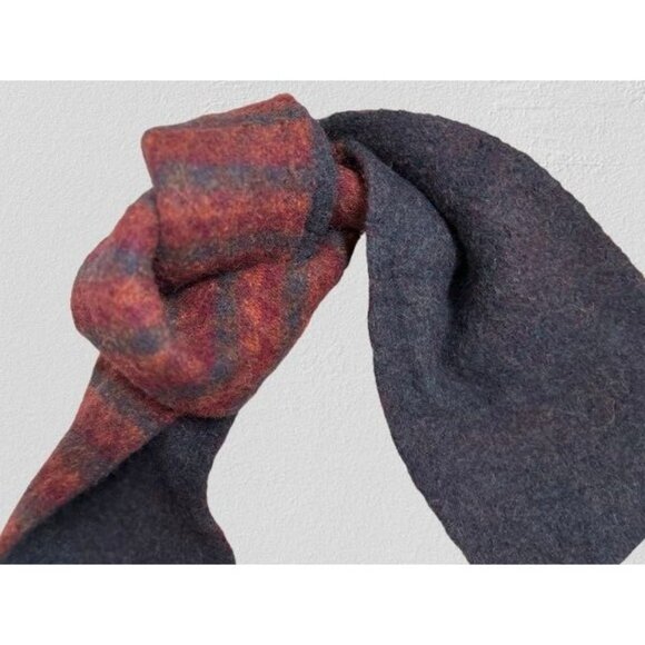 PAUL STUART Wool Mohair two-sided knitted scarf textured - Picture 1 of 7